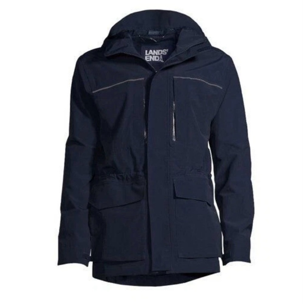 LANDSEND Mens Tall Lightweight Waterproof Mesh Lined Squall Rain Parka with Hood